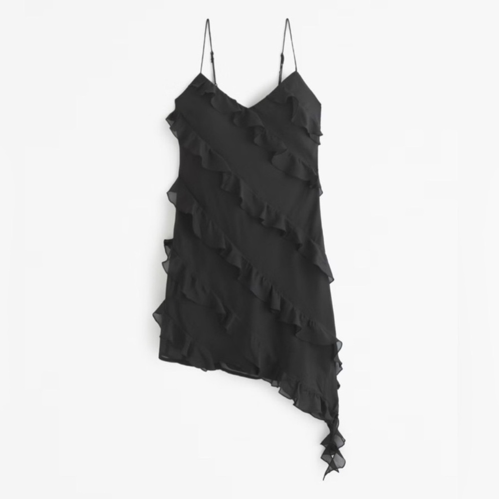 Abercrombie & Fitch black ruffle mini dress